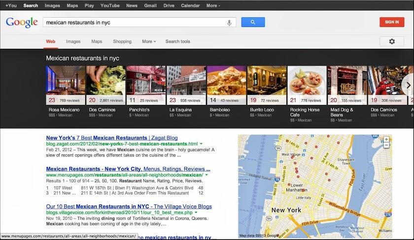 Carrousel d'images pour la recherche locale sur Google